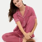 Short Sleeve Bamboo Pajama Set with Pants